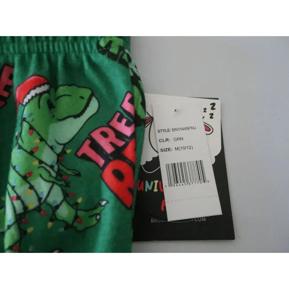 Brooklyn Cloth Youth Boys Christmas Pajama Pants Size M 10/12 “Tree Rex”